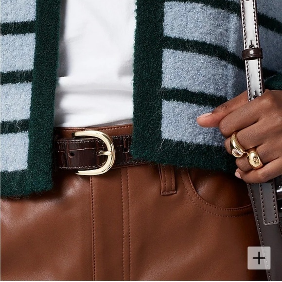 J. Crew Slim wide-leg pant in faux leather in brown sugar size 26 NWT BU138 - Picture 3 of 13